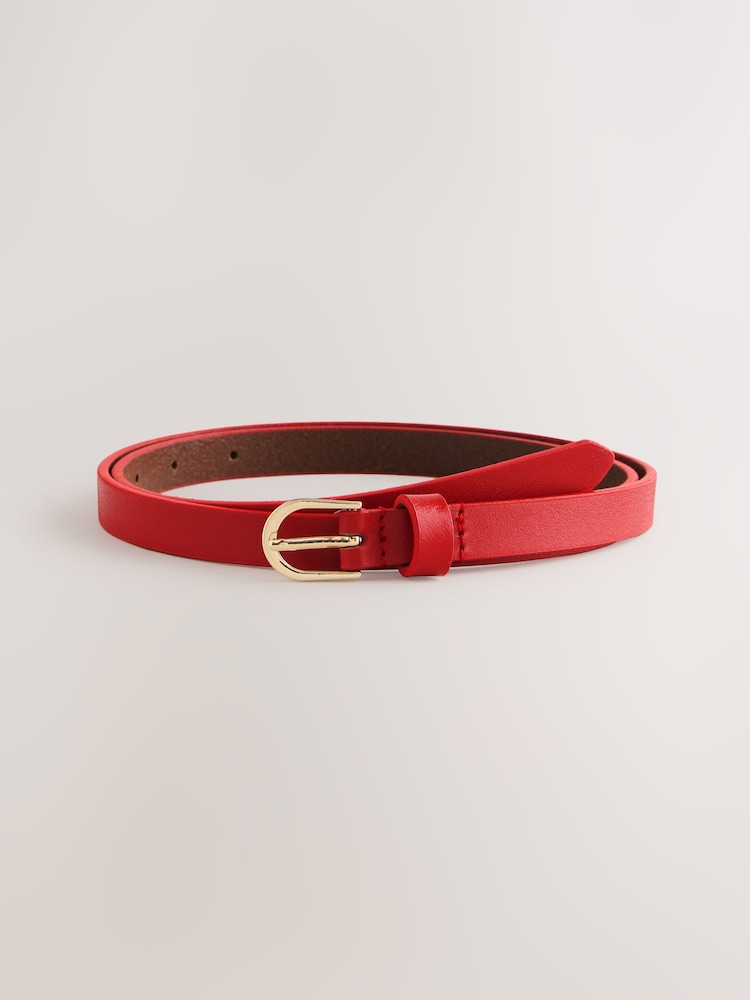 Red Skinny Leather Belt - Image 1 of 3