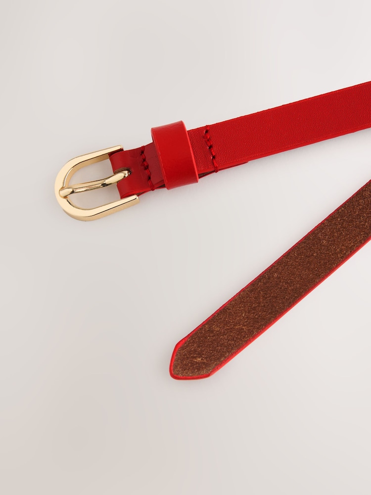 Red Skinny Leather Belt - Image 3 of 3