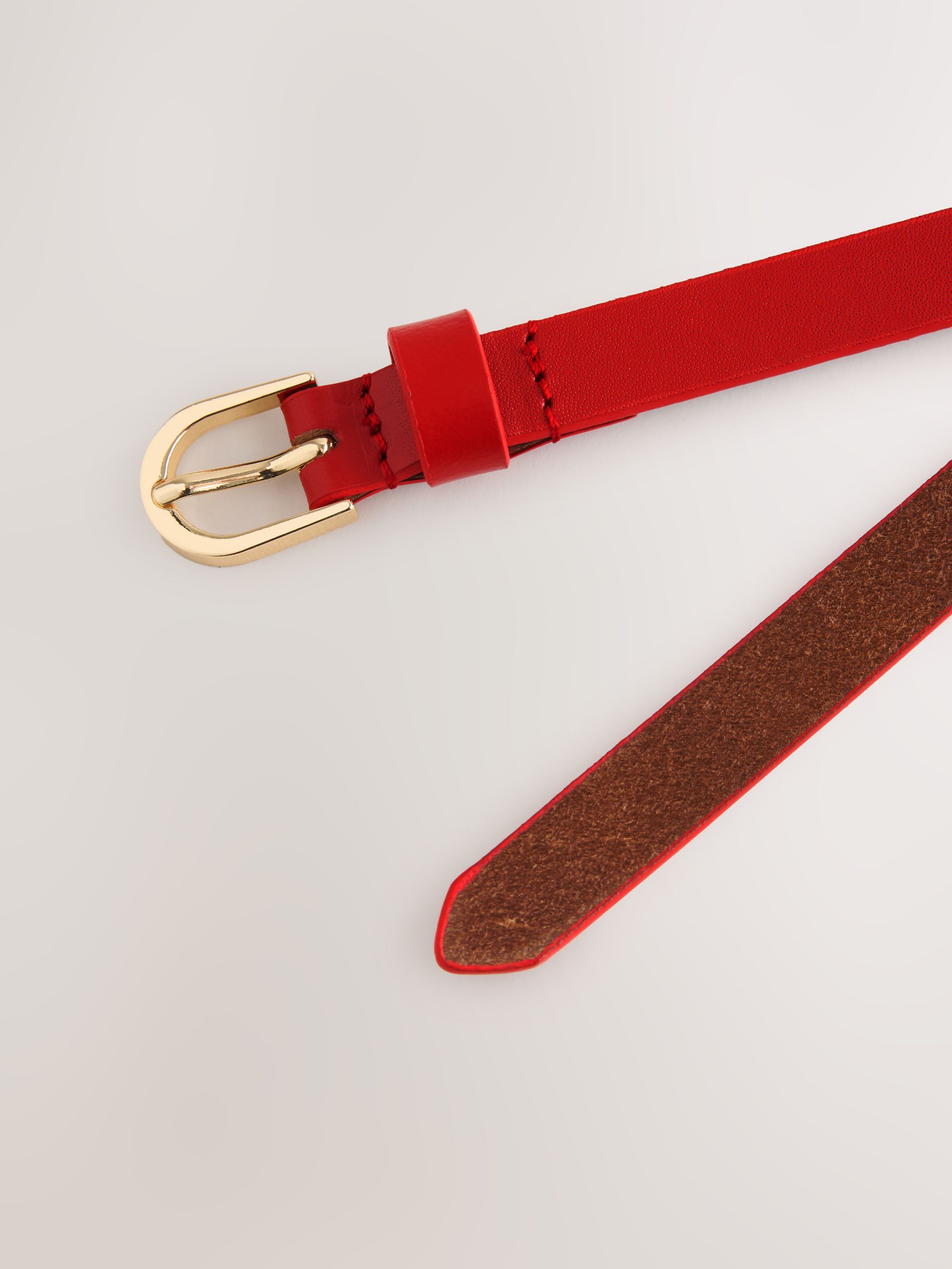 Buy Red Skinny Leather Belt from Next USA display picture 3