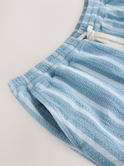 Albastru - Textured Stripe Drawstring Waist Shorts - Imaginea 9 din 9