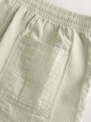 Sage Green Seersucker Texture Drawstring Waist Shorts - Image 10 of 11