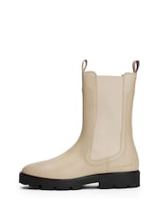 Natural - Botas Chelsea Médias Tommy Hilfiger com Trava de Couro - Imagem 2 de 5
