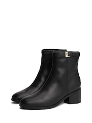 Tommy Hilfiger Black Leather TH Monogram Buckle Ankle Boots - Image 3 of 5