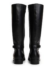Tommy Hilfiger Black Leather TH Monogram Buckle Riding Boots - Image 4 of 7