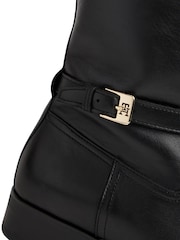 Tommy Hilfiger Black Leather TH Monogram Buckle Riding Boots - Image 6 of 7