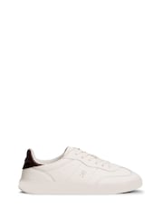Tommy Hilfiger White Heritage Shiny Leather Trainers - Image 1 of 6