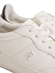 Tommy Hilfiger White Heritage Shiny Leather Trainers - Image 5 of 6