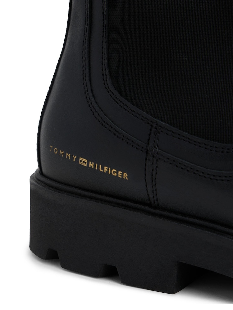 Tommy Hilfiger Black Leather Cleat Mid Chelsea Boots - Image 6 of 6 Tommy Hilfiger Black Leather Cleat Mid Chelsea Boots - Image 6 of 6