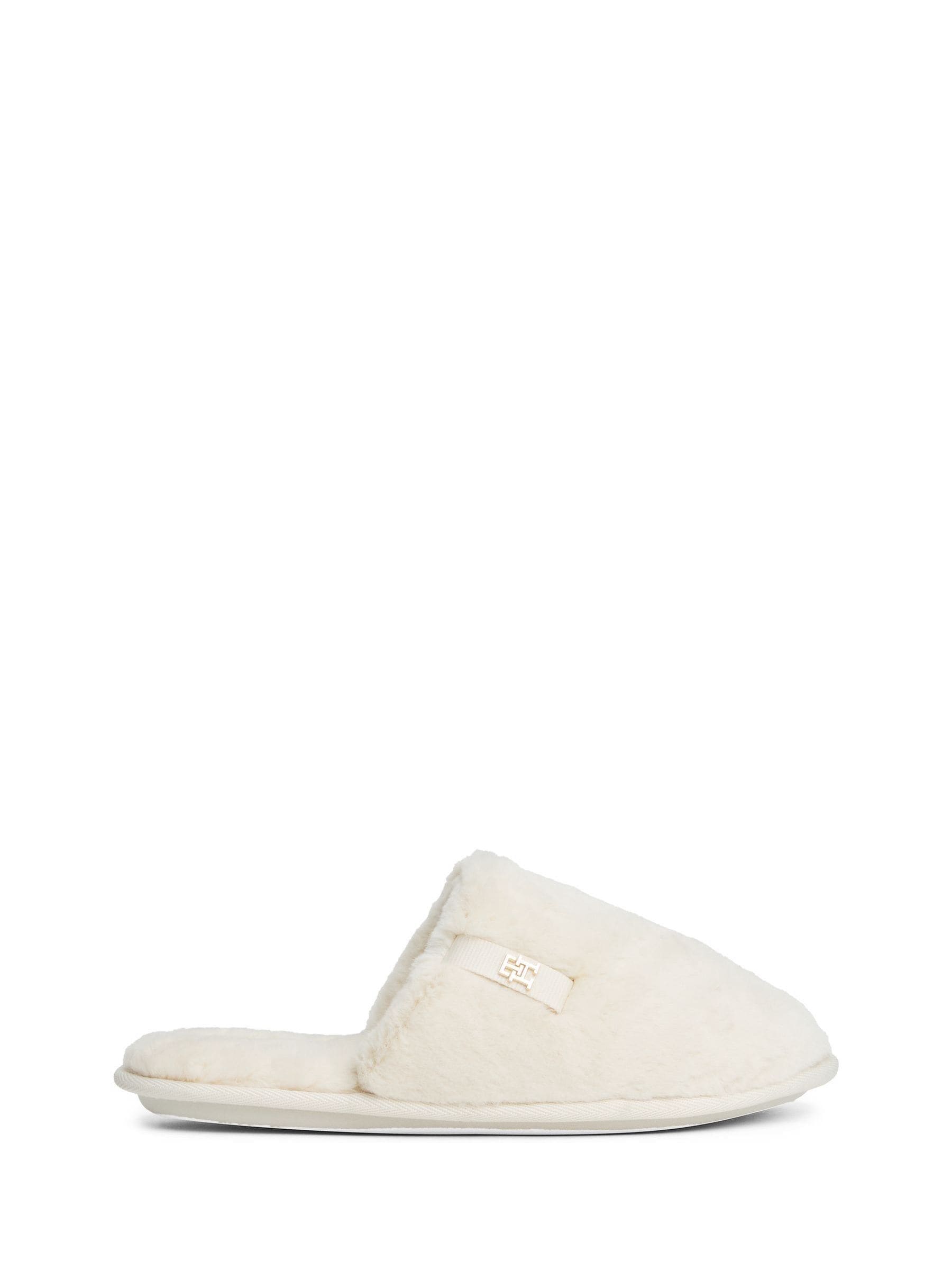 Buy Tommy Hilfiger White Monogram Faux Fur Slippers from Next USA