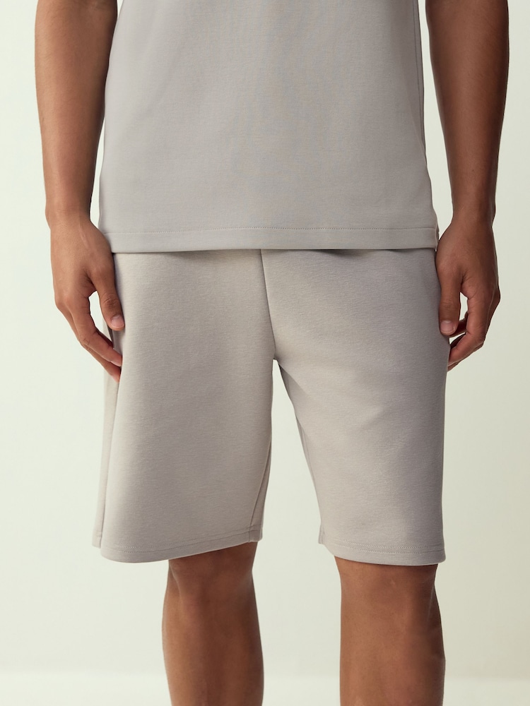 Light Grey Straight Fit Zip Pocket Jersey Shorts - Image 1 of 5
