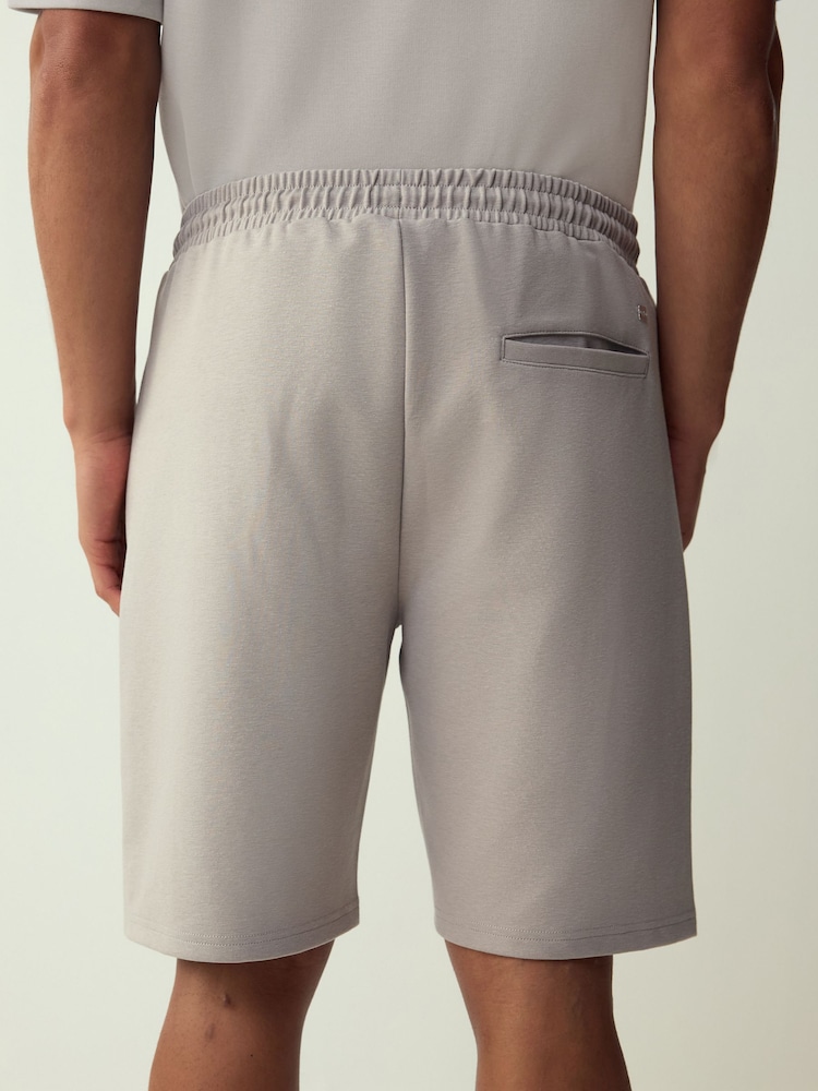 Light Grey Straight Fit Zip Pocket Jersey Shorts - Image 2 of 5