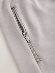Light Grey Straight Fit Zip Pocket Jersey Shorts - Image 8 of 9