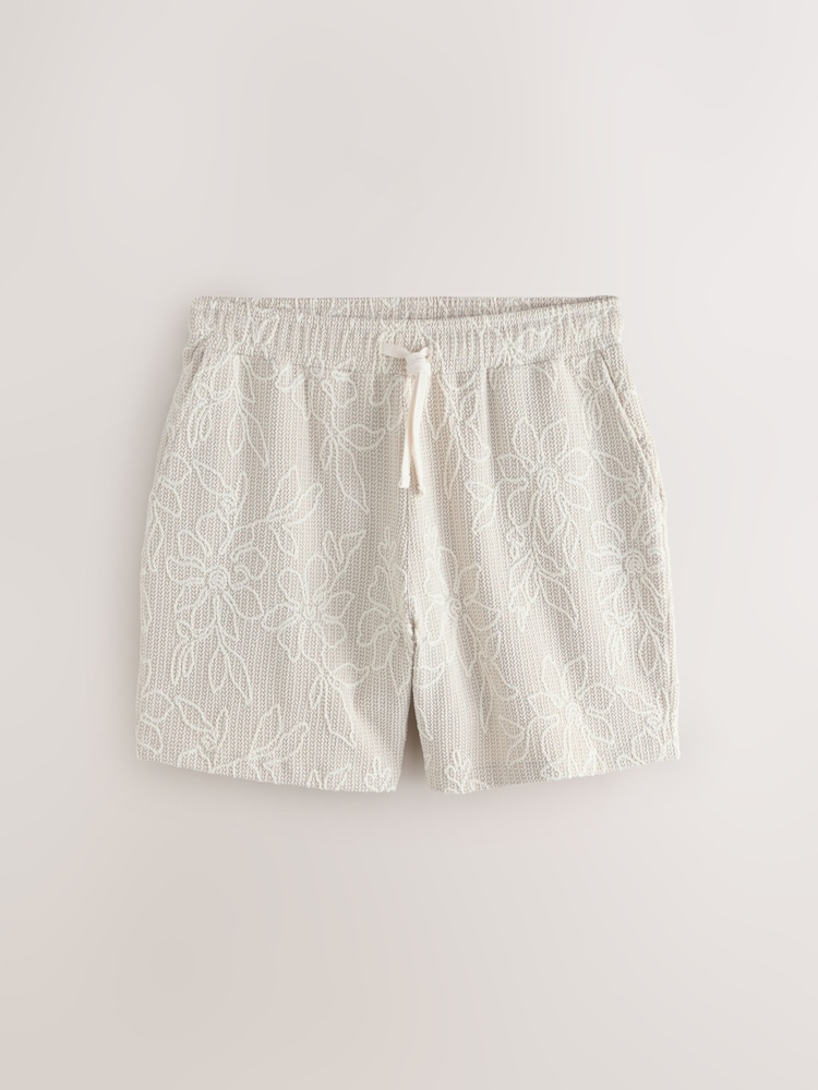 Neutral Jersey Floral Patterned Shorts - Image 1 of 3