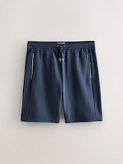 Bleumarin - Croi drept - Pantaloni scurți din tricot cu buzunare cu fermoar - Imaginea 6 din 9