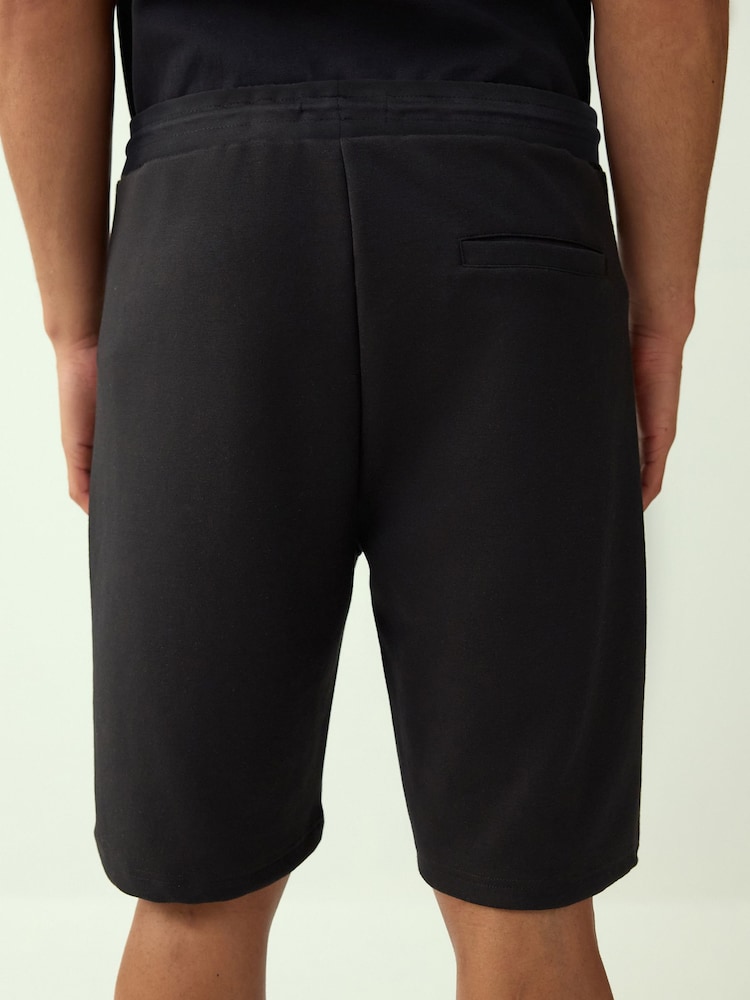 Black Straight Fit Zip Pocket Jersey Shorts - Image 2 of 9