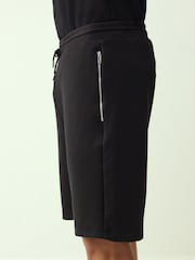 Black Straight Fit Zip Pocket Jersey Shorts - Image 4 of 9