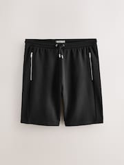 Black Straight Fit Zip Pocket Jersey Shorts - Image 6 of 9