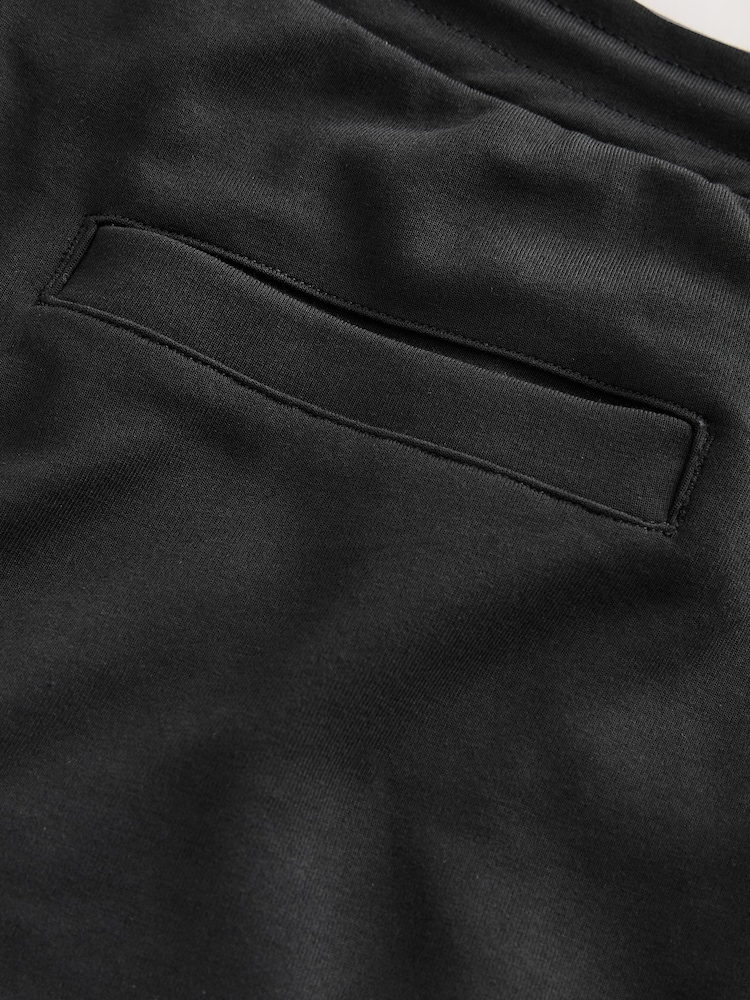 Black Straight Fit Zip Pocket Jersey Shorts - Image 9 of 9