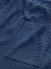 أزرق - Textured Jersey Drawstring Waist Shorts - Image 7 of 8