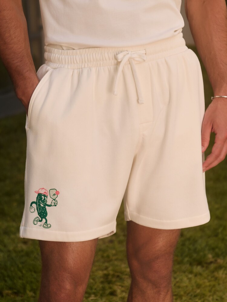 本色白色 - 球衣图案短裤 - 图片1 / 9