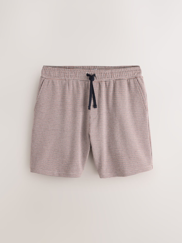 Red Jersey Dogtooth Check Shorts - Image 1 of 4 Red Jersey Dogtooth Check Shorts - Image 1 of 4