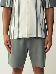 Sage Green Textured Elasticated Waist Cotton Shorts - Image 1 of 5