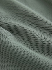 鼠尾草绿 - 纹理弹力腰带棉质短裤 - 9的图像7｝