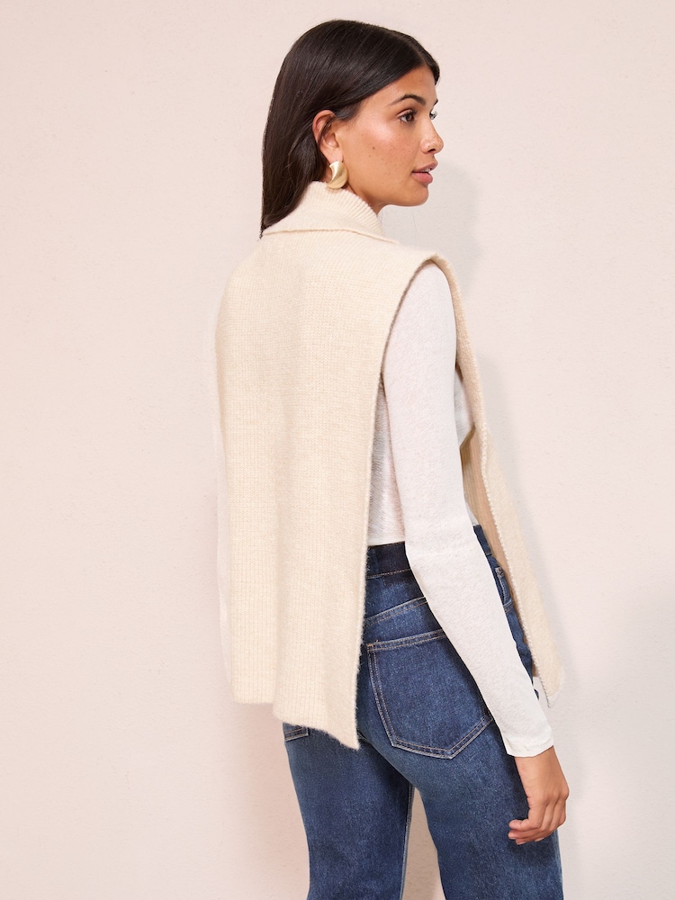 Friends Like These Cream Kitted  Tabard Vest with Buttons - Image 2 of 2