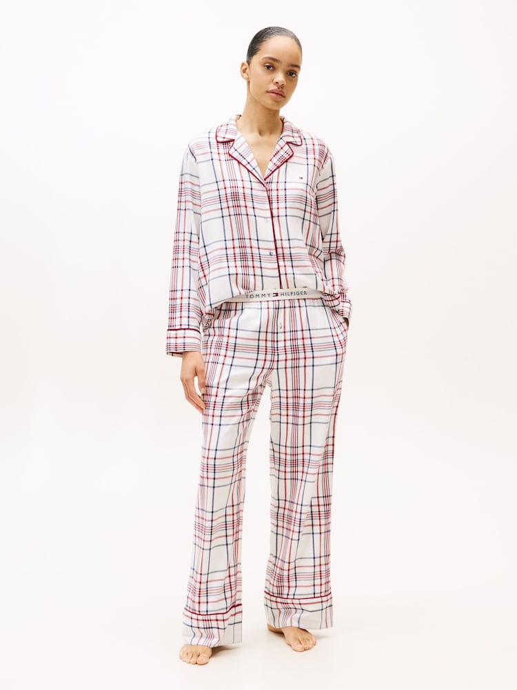 Tommy Hilfiger Cream Essential Flannel Pyjamas - Image 1 of 6 Tommy Hilfiger Cream Essential Flannel Pyjamas - Image 1 of 6
