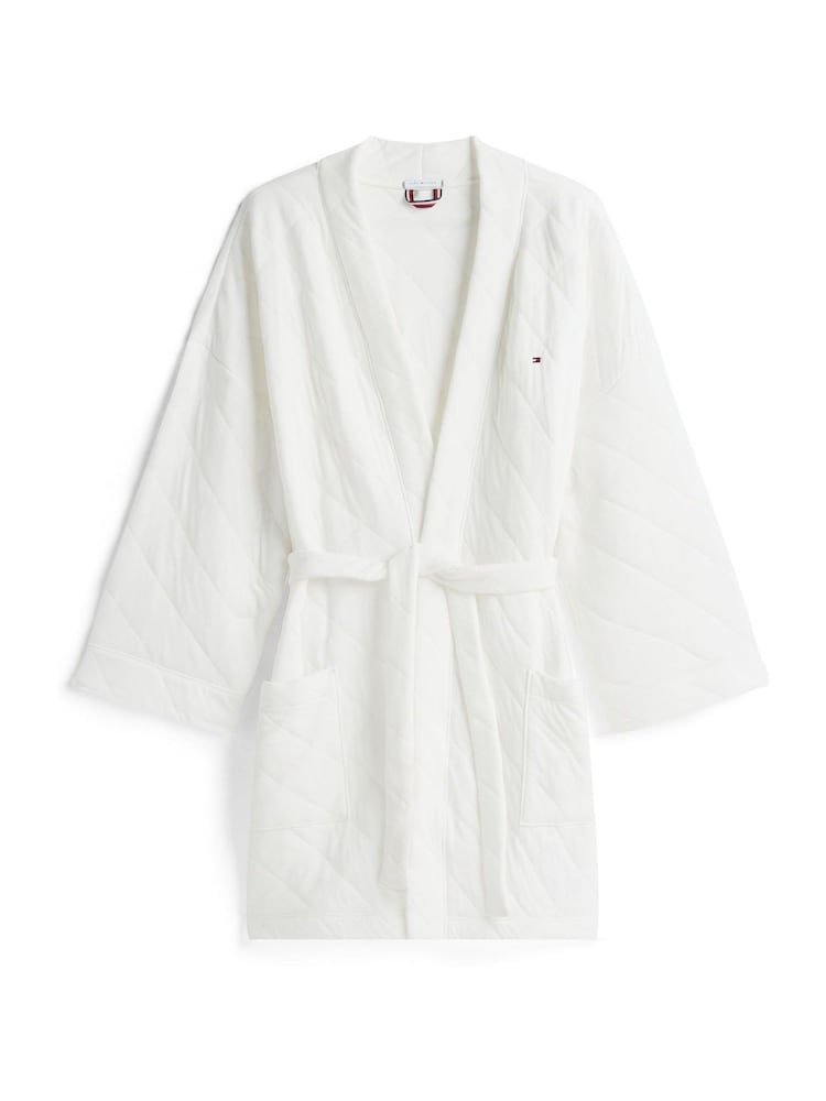 Tommy Hilfiger White Essential Quilted Jacquard Jersey Robe - Image 5 of 5 Tommy Hilfiger White Essential Quilted Jacquard Jersey Robe - Image 5 of 5