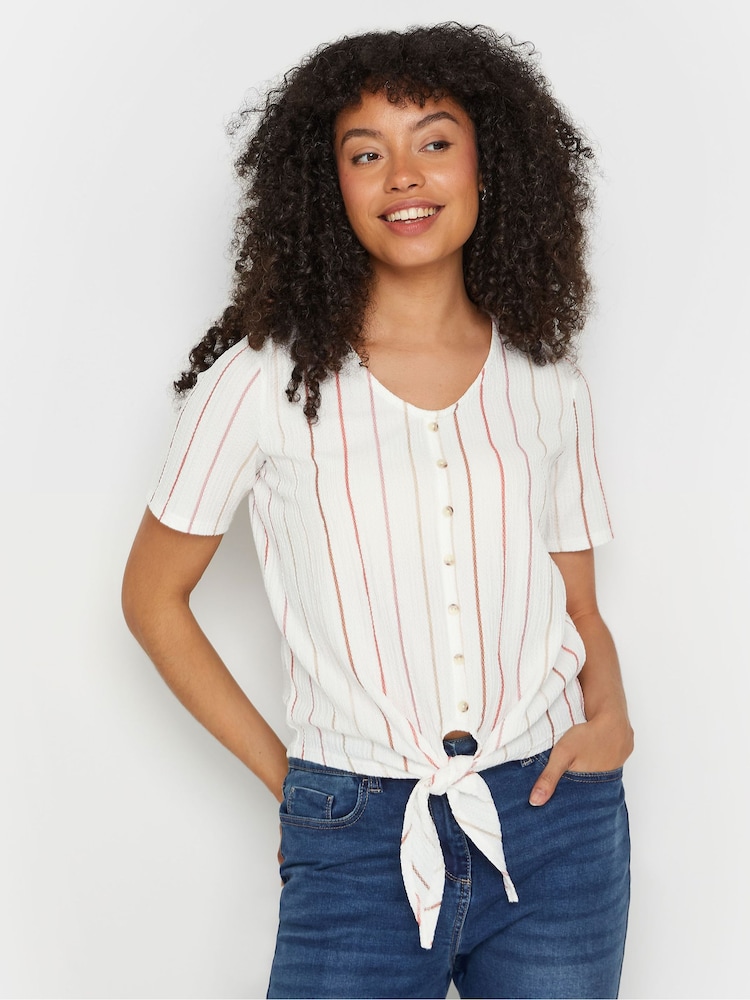 M&Co Stripe Button Tie Front Top - Bild 1 von 6 M&Co Stripe Button Tie Front Top - Bild 1 von 6