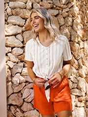 M&Co Stripe Button Tie Front Top - Bild 2 von 6
