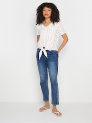 M&Co Stripe Button Tie Front Top - Bild 4 von 6