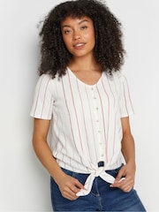 M&Co Stripe Button Tie Front Top - Bild 5 von 6