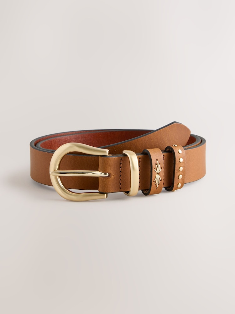 חום בהיר - Regular Western Leather Belt - תמונה 1 מתוך 3