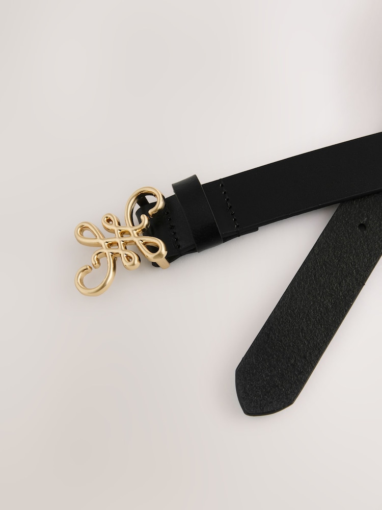 Schwarz - Regulärer Ledergürtel mit Statement-Schnalle - Bild 6 von 6