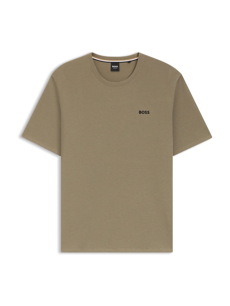 BOSS Brown Logo Regualr-Fit Waffle T-Shirt - Image 1 of 1 BOSS Brown Logo Regualr-Fit Waffle T-Shirt - Image 1 of 1