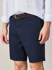 Navy Faux Suede Belted Chino Shorts - Image 1 of 5