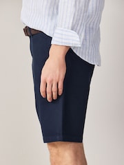 Navy Faux Suede Belted Chino Shorts - Image 3 of 5