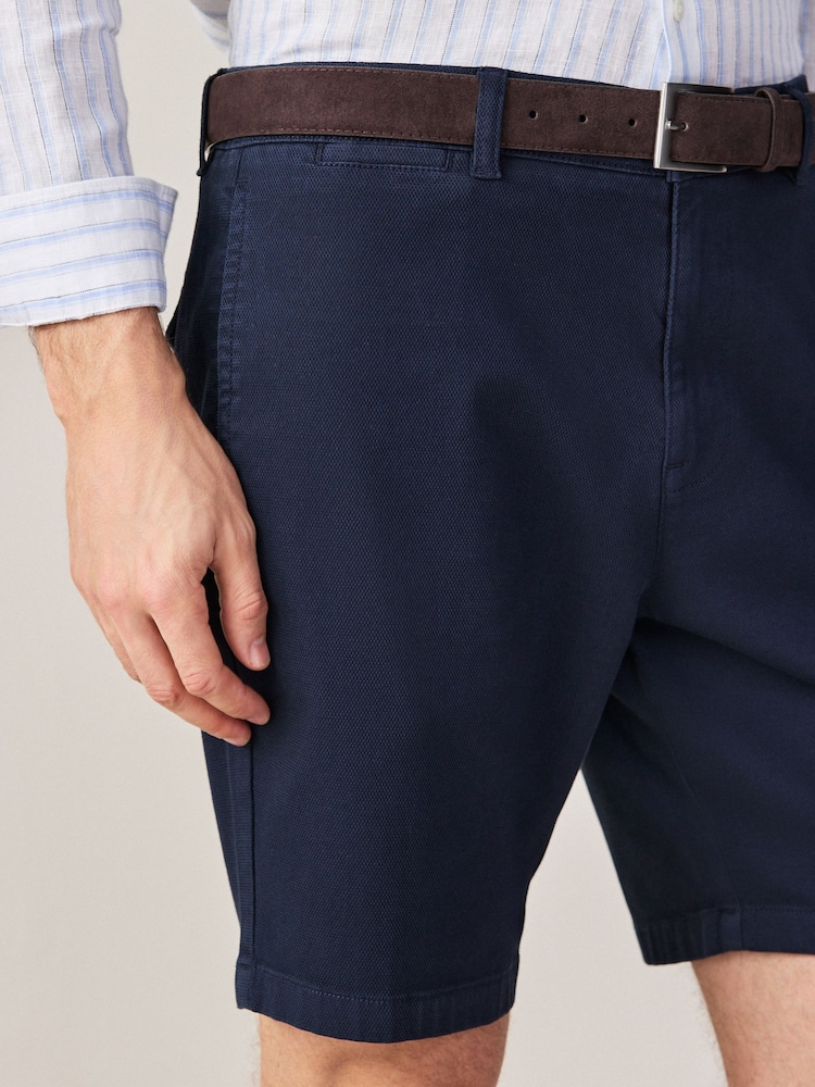 Navy Faux Suede Belted Chino Shorts - Image 5 of 5