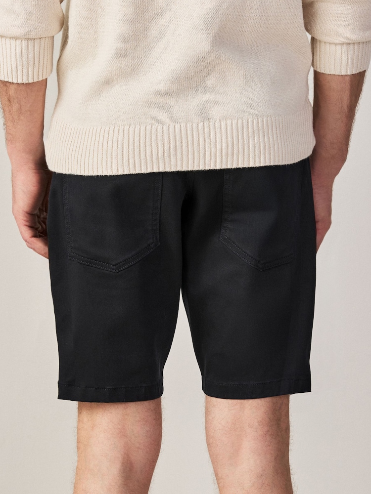 黑色 - 舒適伸縮 5 口袋卡其短褲 - 圖片 2，共 10