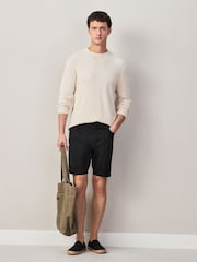 黑色 - 舒適伸縮 5 口袋卡其短褲 - 圖片 4，共 10