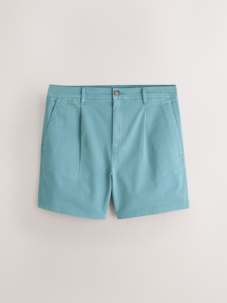 Verde azulado - Supima Rich Cotton Pleated Chino Shorts - Imagen 1 de 5