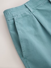 Teal Blue Supima Rich Cotton Pleated Chino Shorts - Image 8 of 9