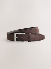 Khaki Green Faux Suede Belted Chino Shorts - Image 9 of 9
