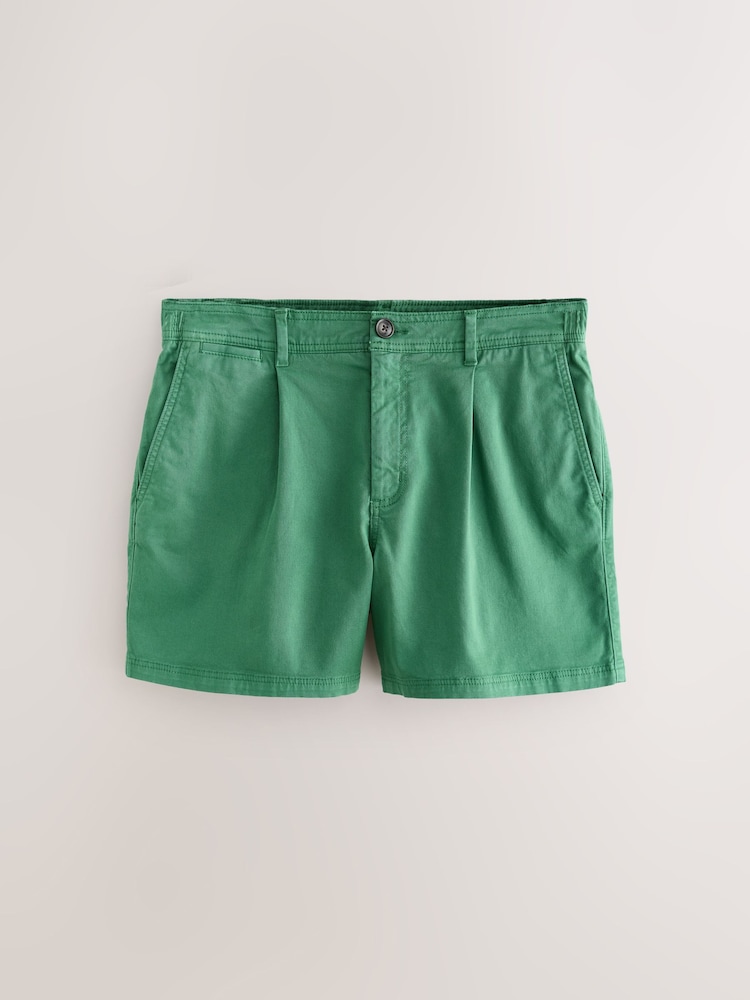 Verde - Supima Rich Cotton Pleated Chino Shorts - Imagen 1 de 4