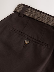Brown Belted Cotton Linen Blend Shorts - Image 10 of 11