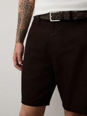 Brown Belted Cotton Linen Blend Shorts - Image 6 of 11