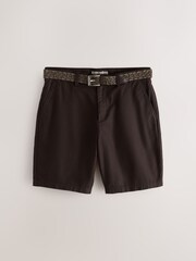 Brown Belted Cotton Linen Blend Shorts - Image 8 of 11