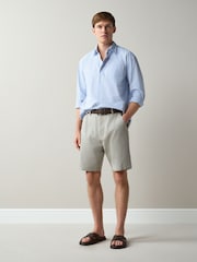 Sage Green Belted Chino Shorts - Image 2 of 5